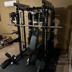 Smith Machine 400 | Adjustable Bench | 245lb Cast Iron Olympic Weights | 7ft Olympic Bar | Fitness | Gym Equipment | FREE DELIVERY/INSTALLATION 🚚 🛠️