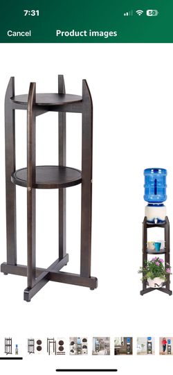 Natural Solid Wood Water Dispenser Floor Stand (32.8" Hight-11.2" Wide) Drink Dispenser Floor Stand with 2 Round Shelfs Included for 1-5 Gallon Water