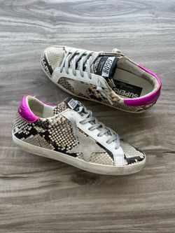 WORN ONCE Golden Goose Super Star Low Pink Snake Skin Size 7 (EU 37) Womens