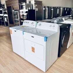 Brand-New Maytag 3.8 cu.ft top load washer and 7.0 cu.ft front load gas dryer set! (MGD4005SW_MVW4005SW)