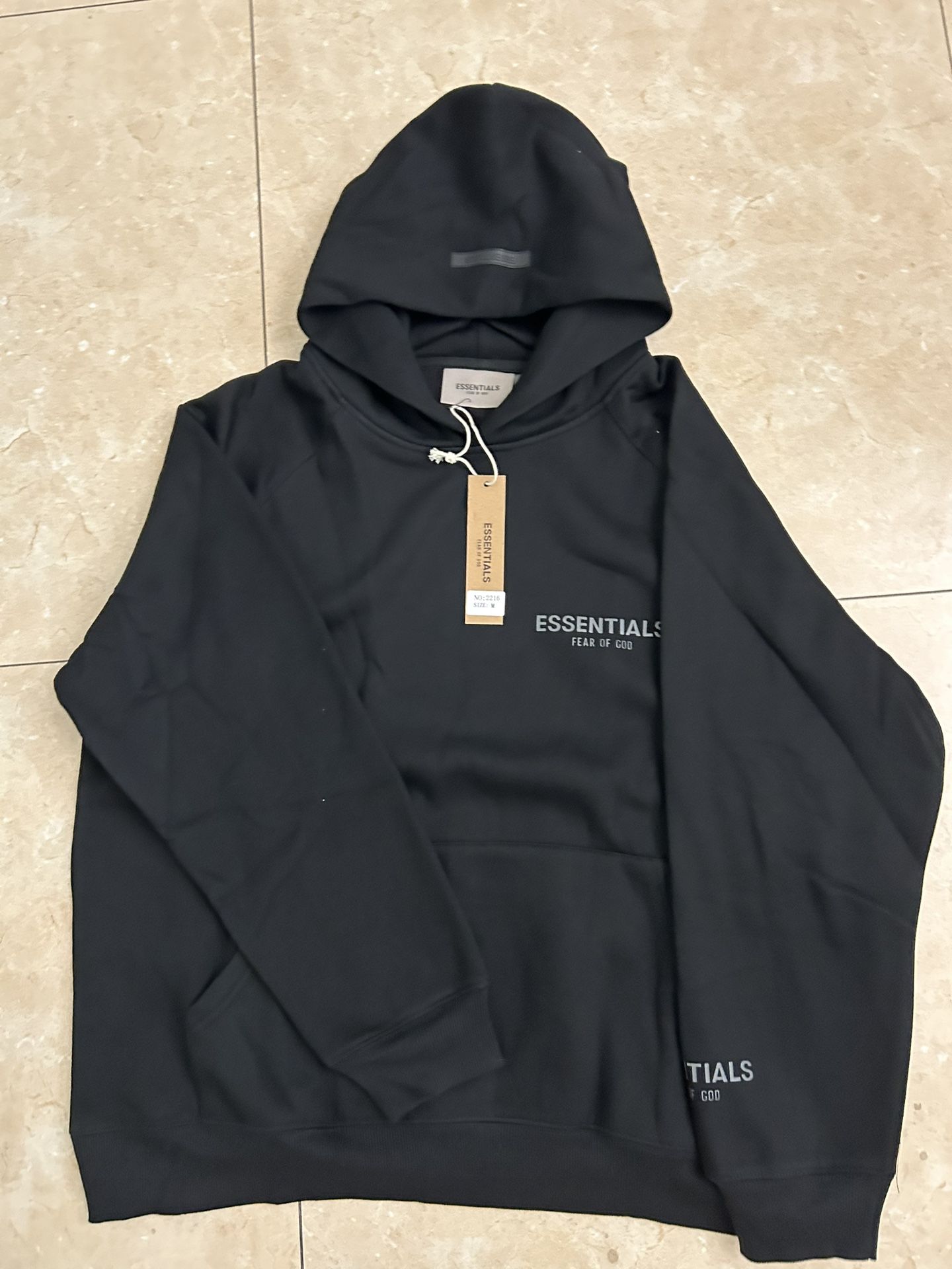 Black Essentials Shoulder Logo Hoodie - Size Medium