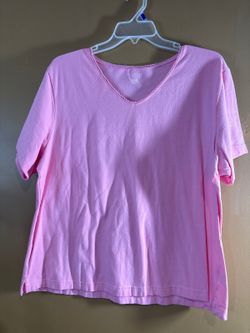 HC1355 Kim Rogers Woman Pink V-Neck Short Sleeve T-Shirt 1X