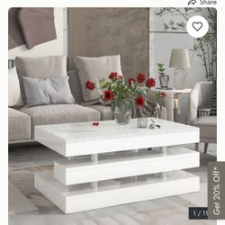  2-Tier Coffee Table with Silver Metal Legs 