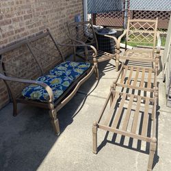5pc. Patio Set Chairs And Bench With Ottoman 