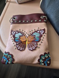 Embroidered Butterfly Crossbody Mini Bag