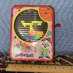 Vintage 1965 Mattel Twirl-A-Tune Kaleidoscope Optical Viewer Tin Litho Toy