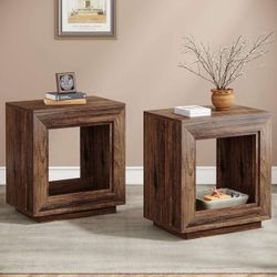 Set of 2 rustic end tables , Pair Of Nightstands P-4