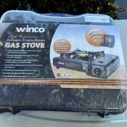 Winco PGS-1K, Portable Gas Cooker, 9500 BTUs, Brass Burner with Carrying Case