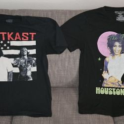 Outcast Size Medium / Whitney Houston 1986 Tour Music Artist T-Shirt Bundle
