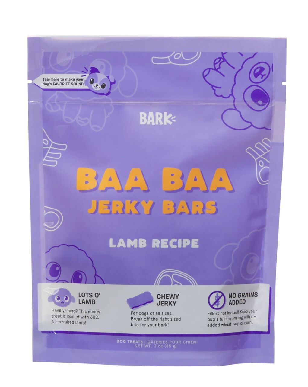 Bark Box Baa Baa Jerky Bars and Biscuits Lamb Treat Bag. Brand New Sealed