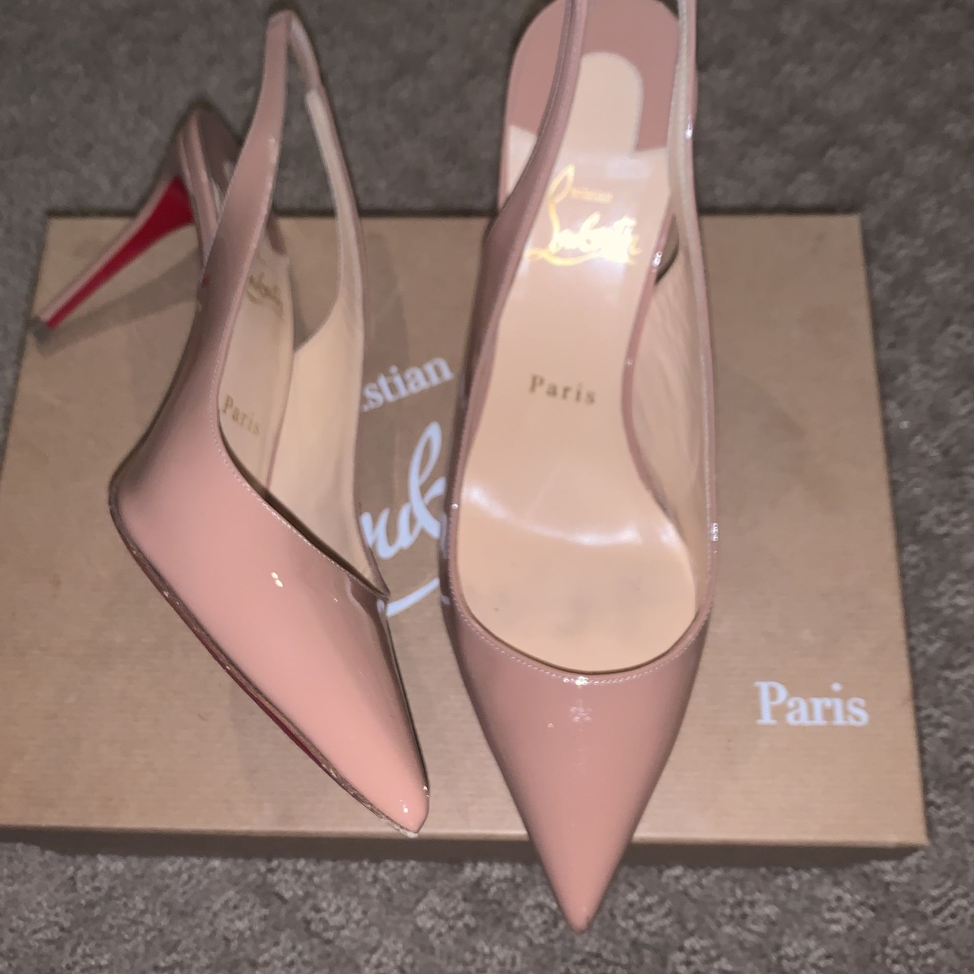 REDUCED! Christian Louboutin  “Kate” nude Sling backs