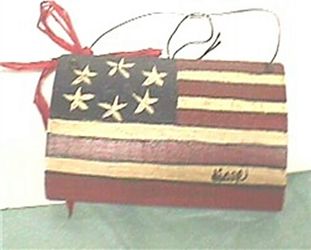 American Flag Hand painted Wooden Bowed