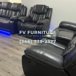 Sala Sofas Nuevos De Piel! Instalacion Entrega El Mismo Dia! Financiamiento Disponible