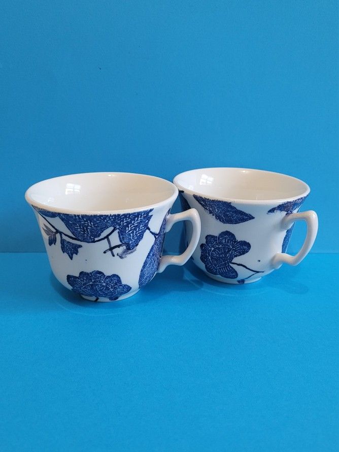 Ralph Lauren garden vine by Burleigh blue white tea cup only Set Of 2 Clean EUC