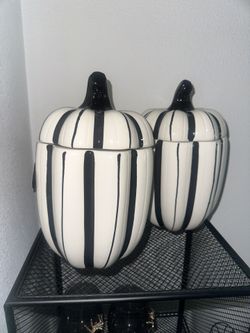2 Piece Black And White Canister Set Addt’l For Shipping