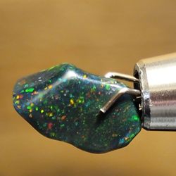 1.89ctw Black Ethiopian Fire Opal Rough Polished Crystal Untreated Stone 7mm