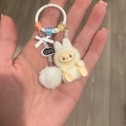 Very Cute Labubu Keychain, White Color 