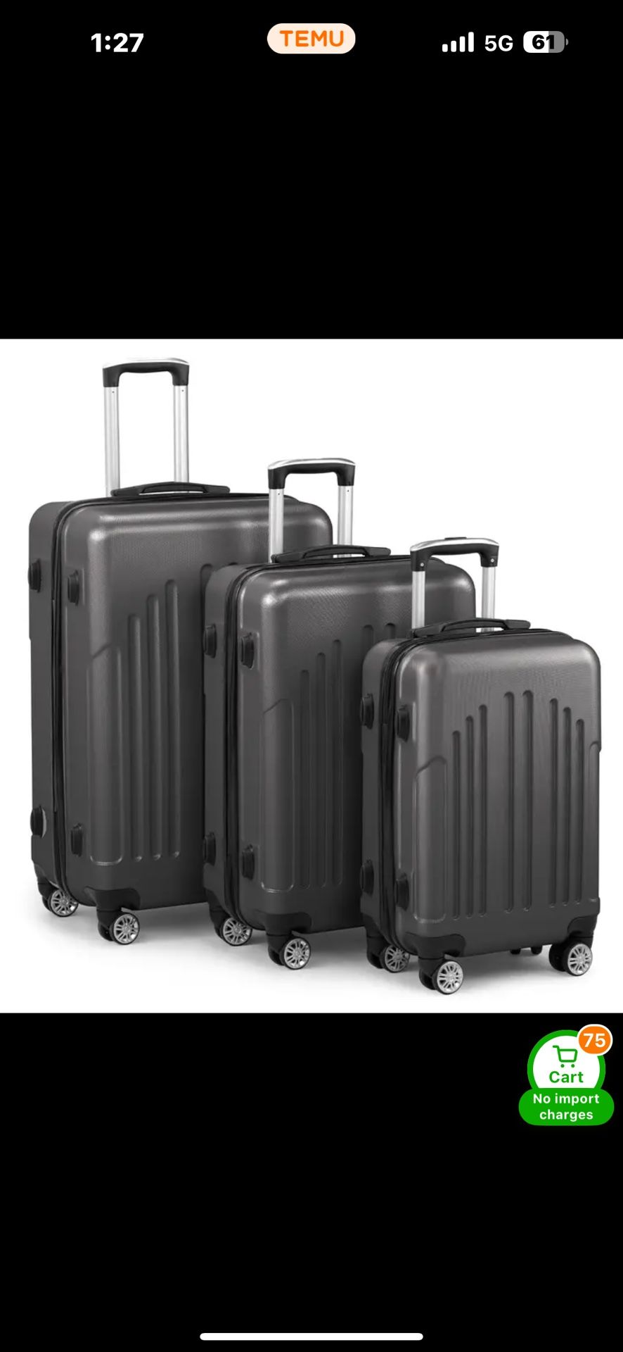 3 Pcs Luggage Set With Spinner Wheels