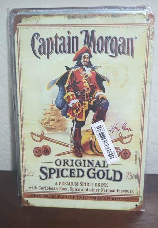 Vintage Metal Sign, Rum Brand Retro Tin Sign Captain Morgan Funny Poster Decor For Bar Pub Club, Man Cave 7.87''x11.8''/20cm*30cm Wall Art Decoration