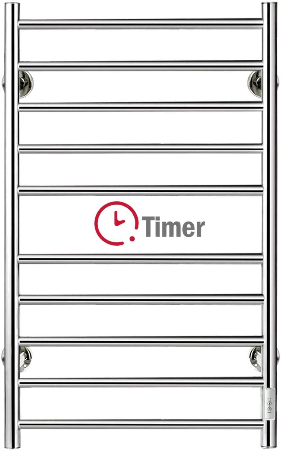 Towel Warmer Wall Mounted Heated Towel Racks for Bathroom, Stainless Steel  Hot Towel Rack with Timer (Silver 10 Bars)