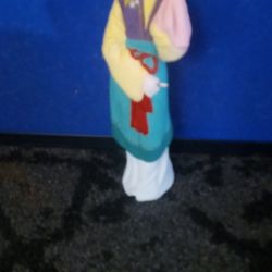 Japanese Geisha Doll MCM 1960s Soft Plaster Clay 8 Inch Tall 