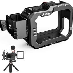 Ulanzi Vlog Housing Cage for Hero 9/10/11/12/13, ULANZI G9-14 Upraged Aluminum Video Case Metal Frame, Cold Shoe Mount for Mic Light, Detachable Audio