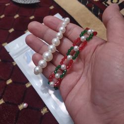hand made accessories fit for christmas red  ;  green and beige 