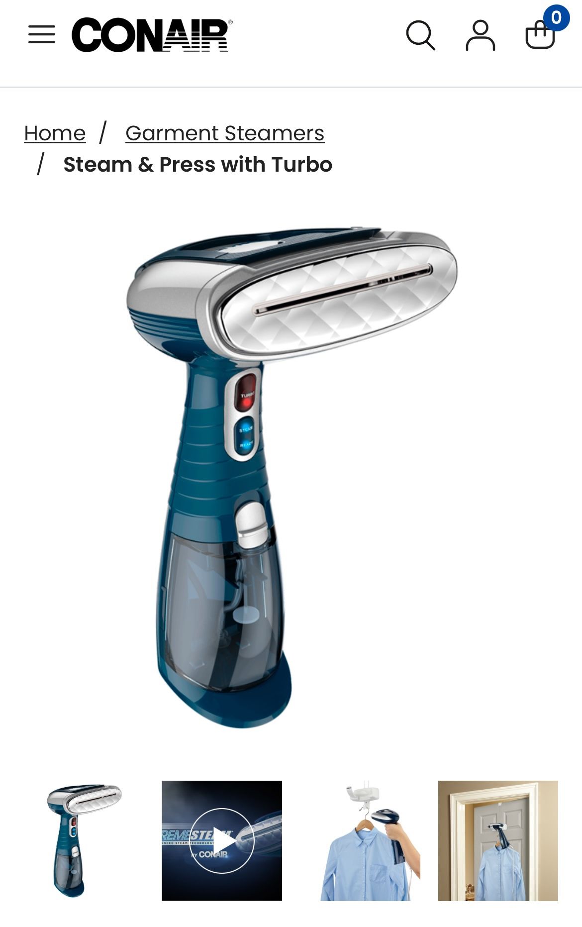 Turbo ExtremeSteam® Conair® Steam & Press with Turbo steamer hand held