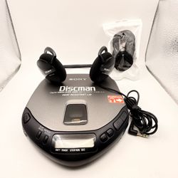 Sony Discman D-171 CD Player MDR-G45 Headphones Scosche Cassette Adapter