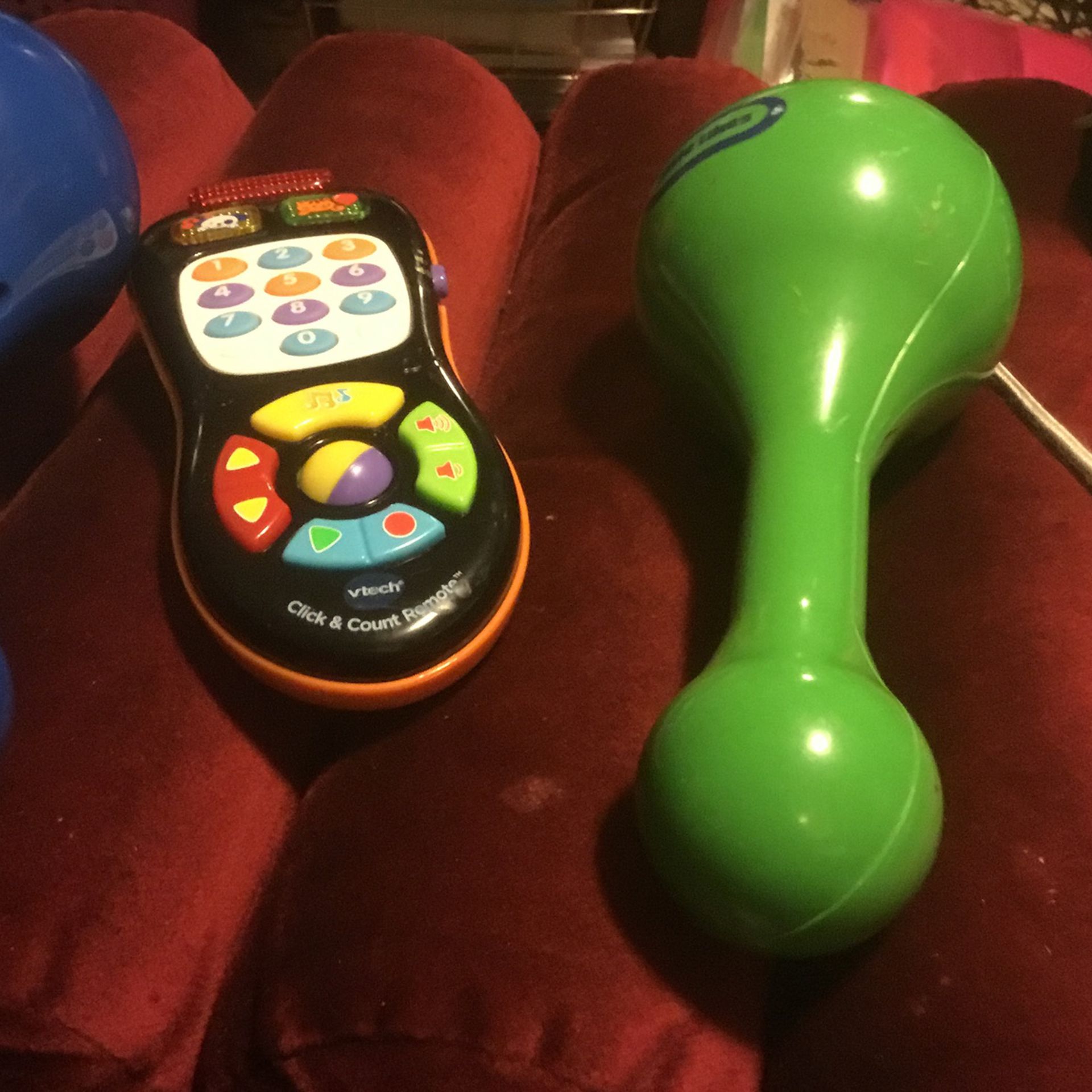 Two Miscal Shaker One Little Te phone That Make Music On Sale For 5.00  For Toddler To Have Fun One Blue One Green 