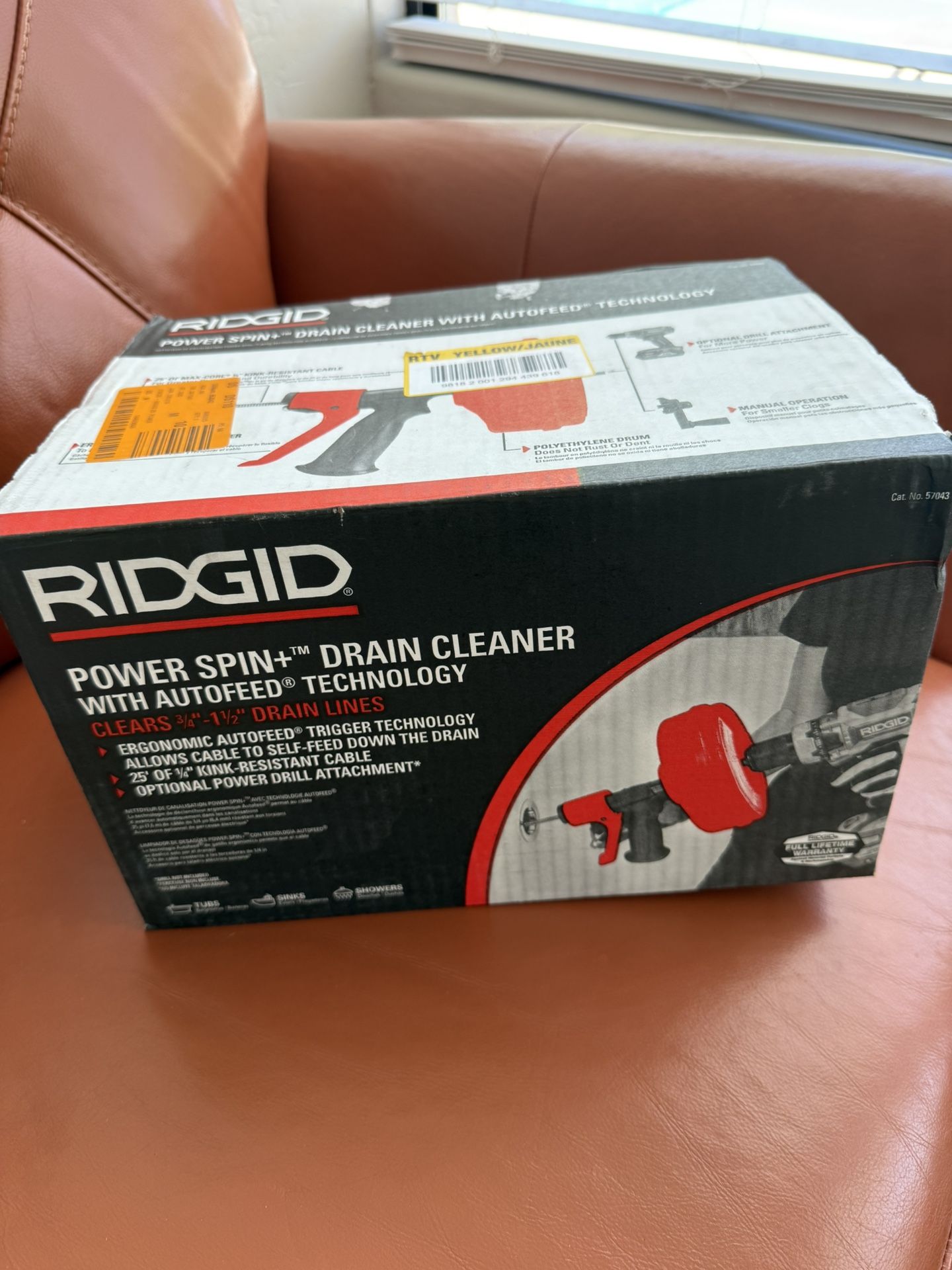 Like New RIDGID Power, Spin, Hybrid, Drain Cleaning Snake Auger- 1/4”x 25’