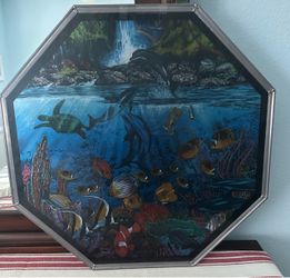 Octagonal Framed Ocean Wildlife Art Print