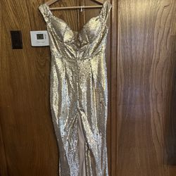 Sequin Gold Formal Prom Dress