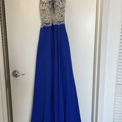 Wedding Guest Dress Royal Blue With Crystals 