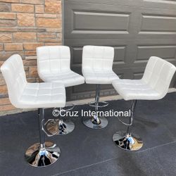 New 4 White Bar Stools 
