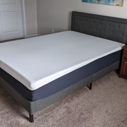 Upholstered Bed Frame with Tufted Headboard