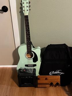 Ashthorpe Full-Size Thinline Cutaway Acoustic Electric Guitar Package