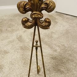 Rare And Elegant Fleur De Lis Picture Easel Or Plate Stand With Handmade Ironwork 