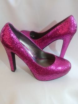Guess sparkle pink heels Sz 8