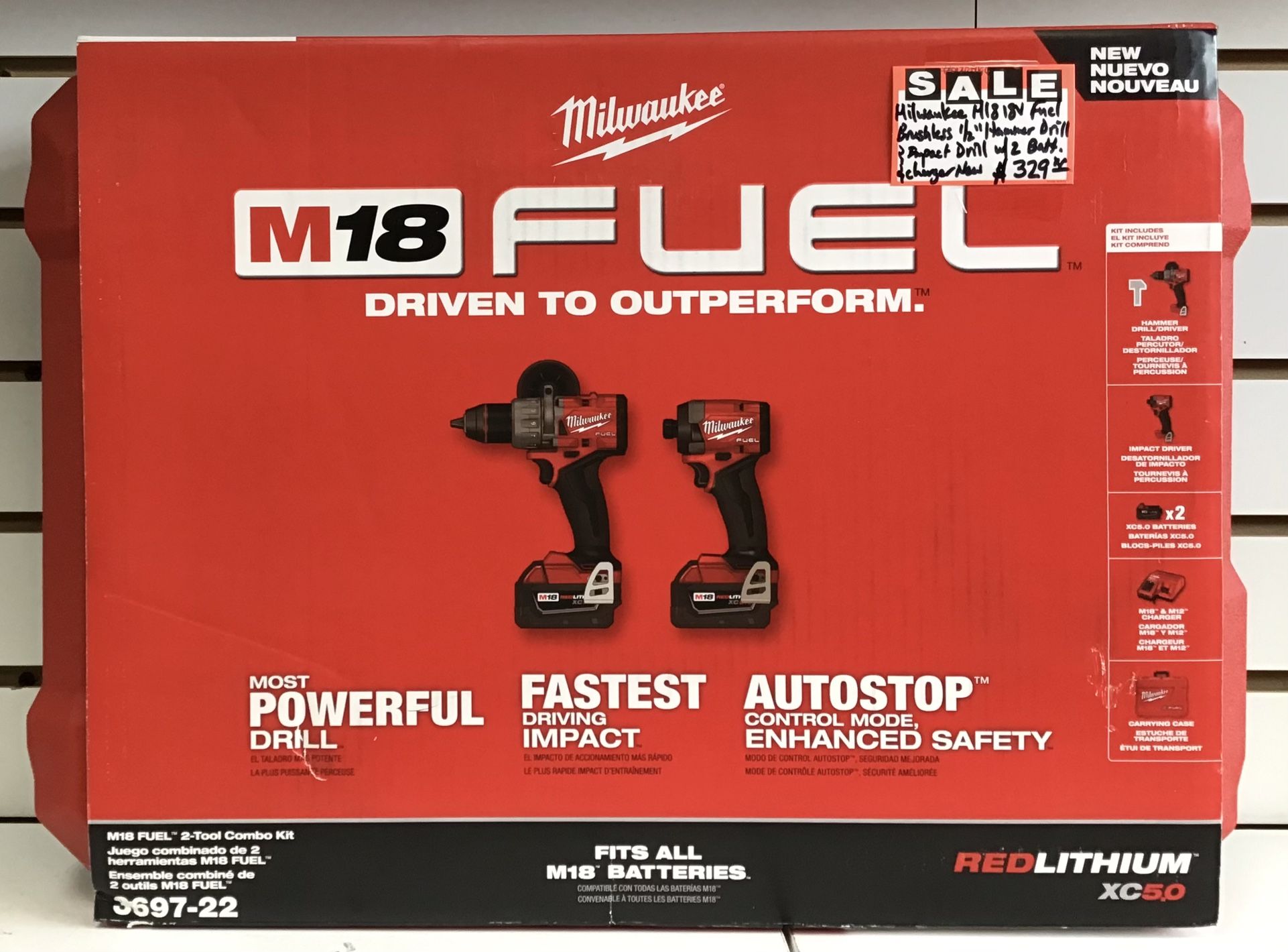 Milwaukee M18 18V Fuel Brushless 1/2” Hammer Drill W/ 2 Batteries & Charger New