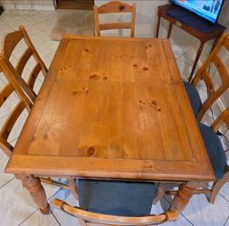 Solid Wood Dining Table with 6 Chairs