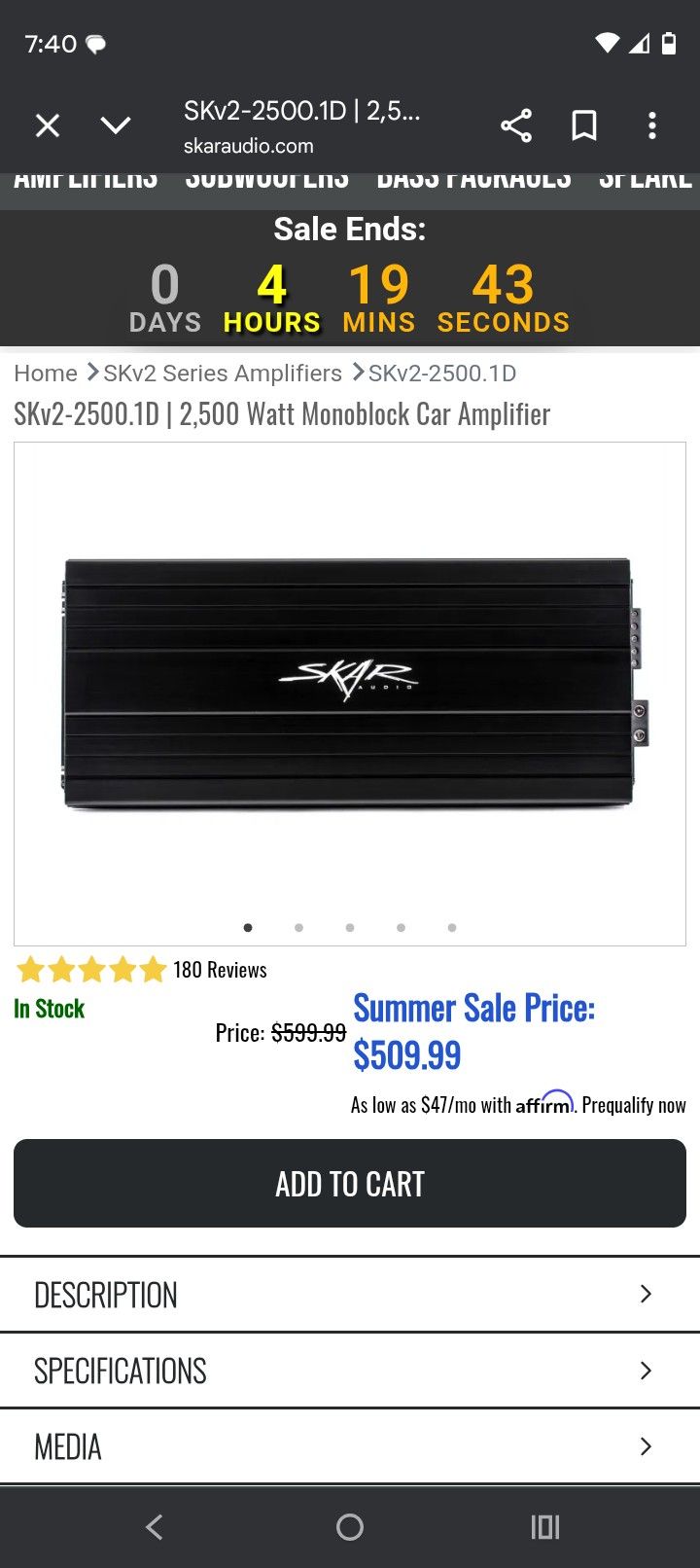 Skar Audio Amp