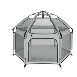 NEW NEW California Beach Co POP 'N GO Baby Playpen - Indoor & Outdoor Playpen New, Open Box Light Grey