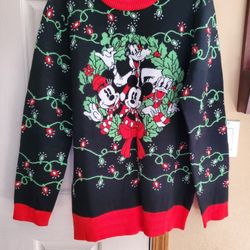 Disney Mickey Mouse and Friend Holiday Chismas Sweater- Adult -Size L