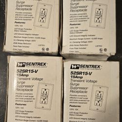 (4) Sentrex 52SR15-V Surge Supressor Receptacle Outlet Ivory - Lot Of 4