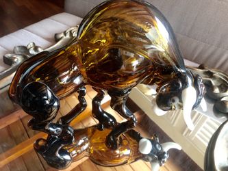 Gorgeous Hand blown Amber glass Bull