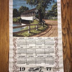 Vintage Clothe 1977 Covered Bridge Calendar 