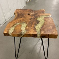 Epoxy Resin Wood End Table Side Table