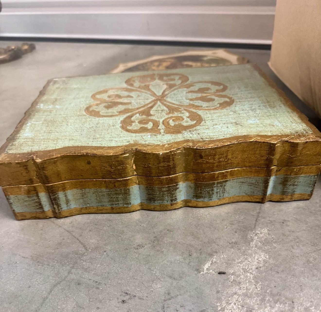 vintage Florentine mirror jewelry box.