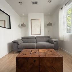 Living Spaces Power Recliner Sofa – Grey